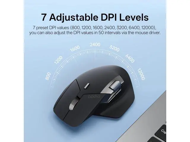Alt view image 5 of 7 - Rapoo MT760 PRO Wireless Mouse, NearLink + Bluetooth 5.0 Multi-Device, 12K DPI, 2K Polling, Ergo for Work & Gaming, 11 Programmable Buttons, On-Board Memory, Quiet Clicks, USB-C, 120 Days Battery Life