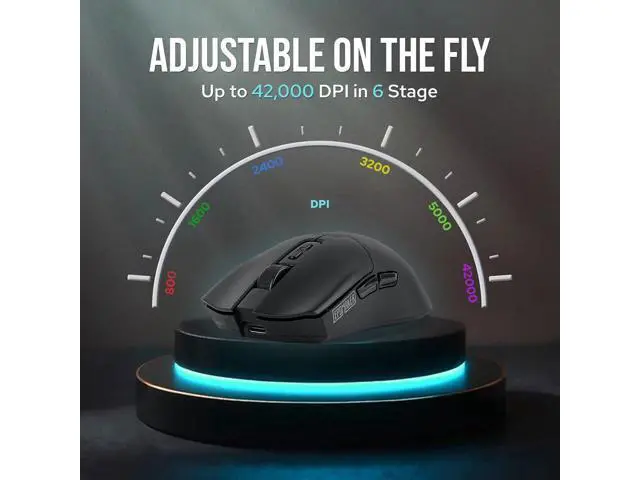 Alt view image 2 of 7 - EPOMAKER Click Gaming Mouse Wireless 2.4Ghz/BT/Type-C, 800 to 42,000 DPI Adjustable, 8K Polling Rate, 500mAh, Lightweight Optical Mouse, for PC/Mac/Linux (Black)