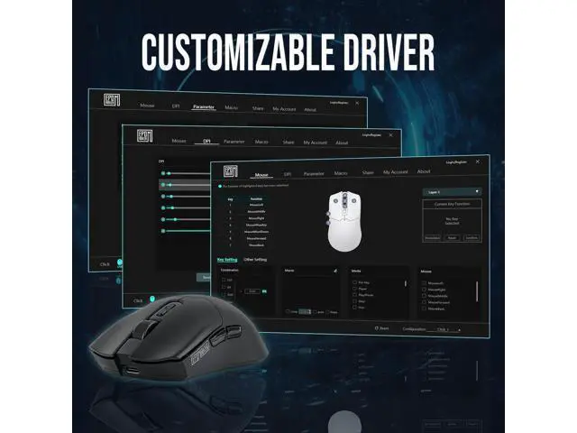 Alt view image 6 of 7 - EPOMAKER Click Gaming Mouse Wireless 2.4Ghz/BT/Type-C, 800 to 42,000 DPI Adjustable, 8K Polling Rate, 500mAh, Lightweight Optical Mouse, for PC/Mac/Linux (Black)