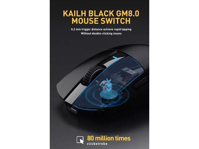 Alt view image 7 of 7 - DAREU A950pro 4K Wireless Gaming Mouse:55g Ultra-Lightweight,4KHz Polling Rate,PAW3395 Optical Sensor,26K DPI,5 Programmable Buttons,Support 15min Fast Charging &Tri-Mode Connection (Black)