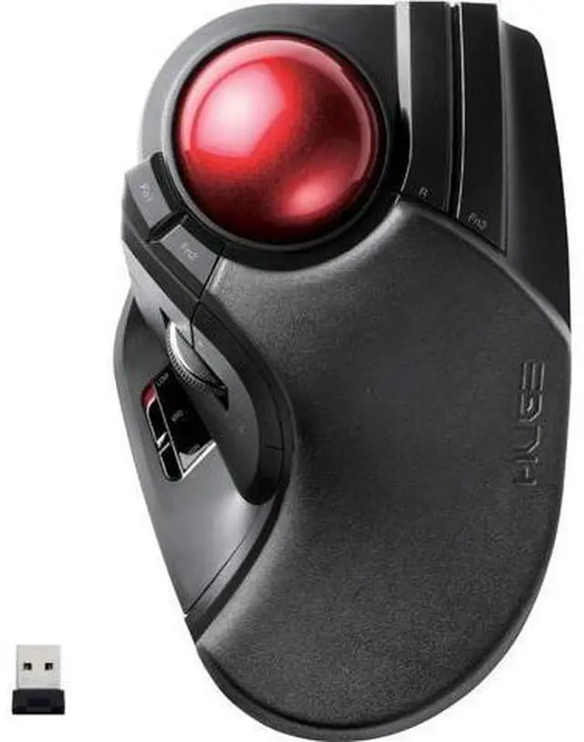 Main image of ELECOM HUGE Trackball, 2.4GHz Wireless USB, Index Finger Control, Customizable 8-Button, Large Soft Palm Rest, 52mm Ball, Windows PC Mac (M-HT1DRBK)