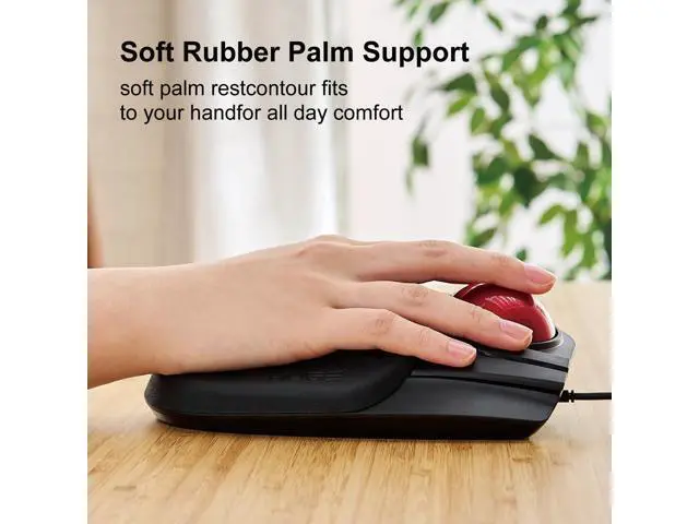 Alt view image 5 of 7 - ELECOM HUGE Trackball Mouse, Wired, Finger-Operated, 8-Button Function, Palm Rest Attached, 52mm Smooth Red Ball Windows11, macOS (M-HT1URBK)