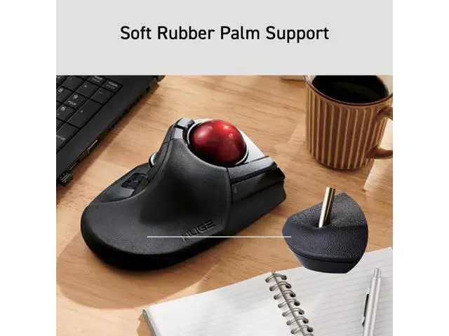Alt view image 6 of 7 - ELECOM HUGE Trackball, 2.4GHz Wireless USB, Index Finger Control, Customizable 8-Button, Large Soft Palm Rest, 52mm Ball, Windows PC Mac (M-HT1DRBK)