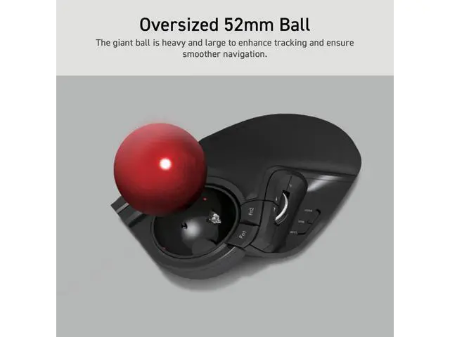Alt view image 5 of 7 - ELECOM HUGE Trackball, 2.4GHz Wireless USB, Index Finger Control, Customizable 8-Button, Large Soft Palm Rest, 52mm Ball, Windows PC Mac (M-HT1DRBK)