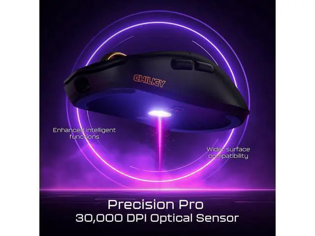 Alt view image 5 of 7 - OOCTPK Chilkey Wireless Mouse, Glacier LW 8K L Gaming Mouse with LCD Screen, 8K Polling Rate, 30000 DPI Optical Tracking, 750 IPS, Bluetooth/2.4GHz/USB-C, 47g Ultra-Lightweight, 100 Million Clicks
