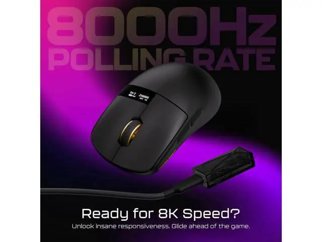 Alt view image 4 of 7 - OOCTPK Chilkey Wireless Mouse, Glacier LW 8K L Gaming Mouse with LCD Screen, 8K Polling Rate, 30000 DPI Optical Tracking, 750 IPS, Bluetooth/2.4GHz/USB-C, 47g Ultra-Lightweight, 100 Million Clicks