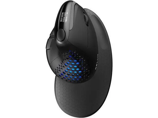 Alt view image 4 of 7 - DELUX Seeker Ergonomic Mouse Wireless, Vertical Mouse with OLED Screen, 6 Buttons&Thumb Wheel Function, Silent Click, Up to 7200DPI, Programmable, Rechargeable, BT/2.4G/Wired, RGB Light(M618XSD-Black)