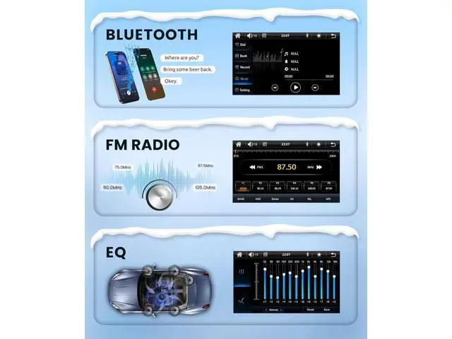 Alt view image 5 of 7 - Rimoody Single Din Car Stereo with Wireless Carplay & Android Auto, 9 Inch Touchscreen Car Audio Receiver, Mirror Link, Bluetooth Handsfree/FM/, Backup Camera, SWC, USB/Type-C, EQ, Remote Control