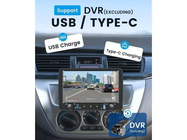 Alt view image 7 of 7 - Rimoody Single Din Car Stereo with Wireless Carplay & Android Auto, 9 Inch Touchscreen Car Audio Receiver, Mirror Link, Bluetooth Handsfree/FM/, Backup Camera, SWC, USB/Type-C, EQ, Remote Control