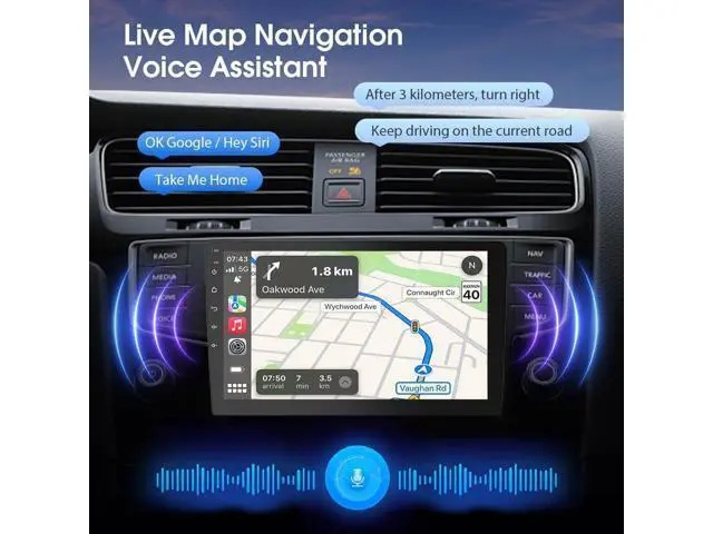 Alt view image 3 of 7 - 9 inch Wireless Double Din Car Stereo,with Apple CarPlay and Android Auto Radio Screen,with Mirror Link, Bluetooth 5.0,1080P Backup Camera, AUX,FM/AM Transmitter|Double Din carplay Screen