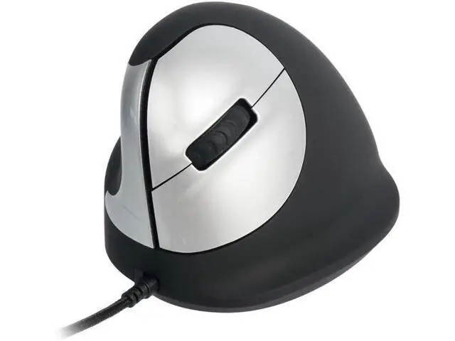 Alt view image 4 of 7 - R-Go HE Vertical Ergonomic Mouse, for Left Handed, with Break Software, USB-C/A Wired, Prevents Tennis Elbow/Mouse Arm RSI, Silent Click, 5 Buttons - Compatible Windows/Mac OS, Black/Silver
