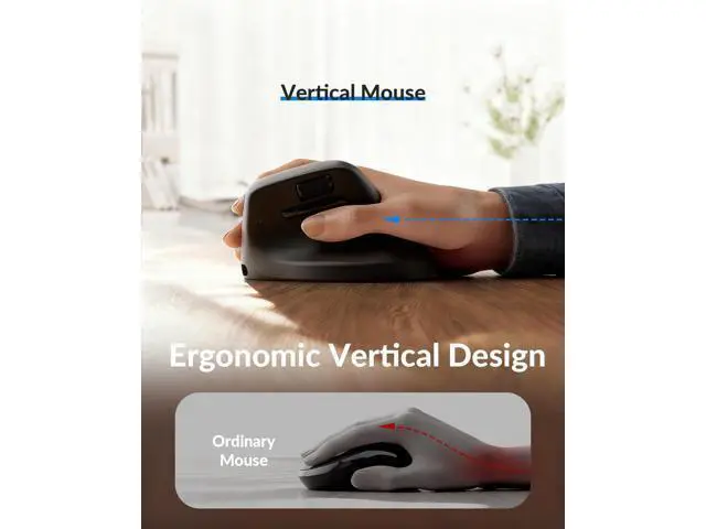 Alt view image 2 of 7 - Keychron M5 8K Vertical Ergonomic Mouse Wireless, 2.4 GHz/Bluetooth 5.3/Wired Computer Mice Rechargeable, 5 Levels Up to 30K DPI with Programmable Buttons for Laptop macOS/Windows - Black
