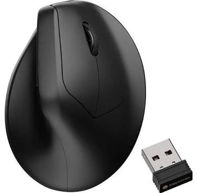 Main image of Keychron M5 8K Vertical Ergonomic Mouse Wireless, 2.4 GHz/Bluetooth 5.3/Wired Computer Mice Rechargeable, 5 Levels Up to 30K DPI with Programmable Buttons for Laptop macOS/Windows - Black
