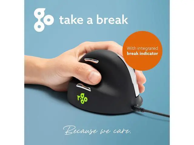 Alt view image 7 of 7 - R-Go HE Vertical Ergonomic Mouse, for Left Handed, with Break Software, USB-C/A Wired, Prevents Tennis Elbow/Mouse Arm RSI, Silent Click, 5 Buttons - Compatible Windows/Mac OS, Black/Silver