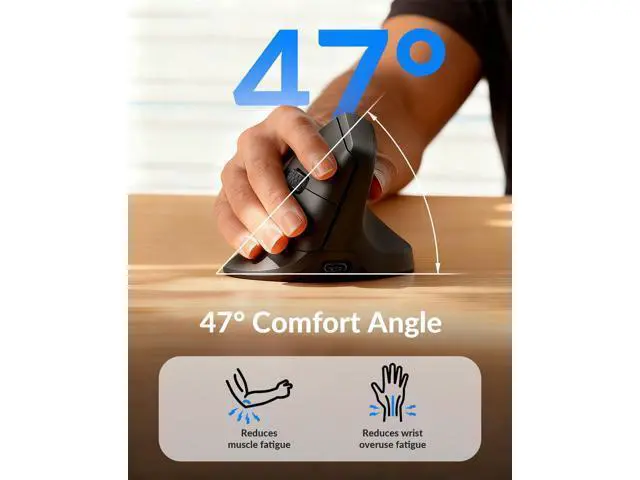 Alt view image 6 of 7 - Keychron M5 8K Vertical Ergonomic Mouse Wireless, 2.4 GHz/Bluetooth 5.3/Wired Computer Mice Rechargeable, 5 Levels Up to 30K DPI with Programmable Buttons for Laptop macOS/Windows - Black