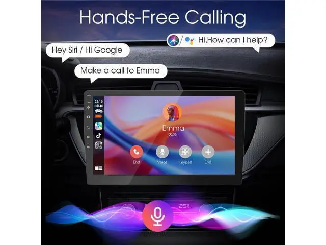 Alt view image 4 of 7 - 9 inch Wireless Double Din Car Stereo,with Apple CarPlay and Android Auto Radio Screen,with Mirror Link, Bluetooth 5.0,1080P Backup Camera, AUX,FM/AM Transmitter|Double Din carplay Screen