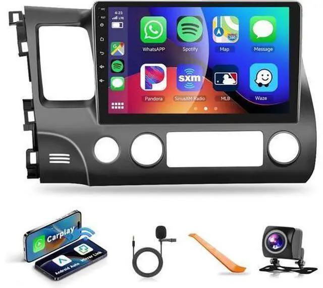 Main image of DSP Car Stereo Radio for Honda Civic 2006-2011 with Wireless Carplay Android Auto MirrorLink,Podofo 10.1 inch HD IPS Touch Screen Built-in GPS 26UIs 5.0Bluetooth Car Radio WiFi AHD Backup Camera Mic