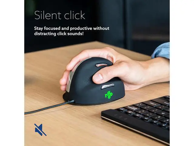 Alt view image 4 of 6 - R-Go HE Ergonomic Mouse, with Break Software, USB-C Wired (with USB A Converter), Vertical Design, Anti Carpal Tunnel, Silent Click, Customisable Buttons, Compatible for Windows/Mac OS, Black/Silver