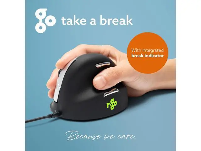 Alt view image 6 of 6 - R-Go HE Ergonomic Mouse, with Break Software, USB-C Wired (with USB A Converter), Vertical Design, Anti Carpal Tunnel, Silent Click, Customisable Buttons, Compatible for Windows/Mac OS, Black/Silver