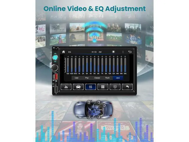 Alt view image 5 of 7 - Double Din Car Stereo with Wireless CarPlay/Android Auto, 7 Inch IPS Touch Screen Radio, Bluetooth 5.2, FM Radio,Double Din Head Unit with Online Video EQ USB/Type-C/TF Card/Aux Ports Backup Camera