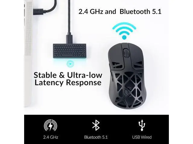 Alt view image 3 of 7 - Keychron M3 Mini 4K Wireless Bluetooth 5.1/2.4 GHz/Wired Optical Mouse, Ultra-Lightweight 65g Programmable PixArt 3395 Sensor with up to 26,000 DPI/ 650 IPS for Windows Mac Linux - Metallic Black