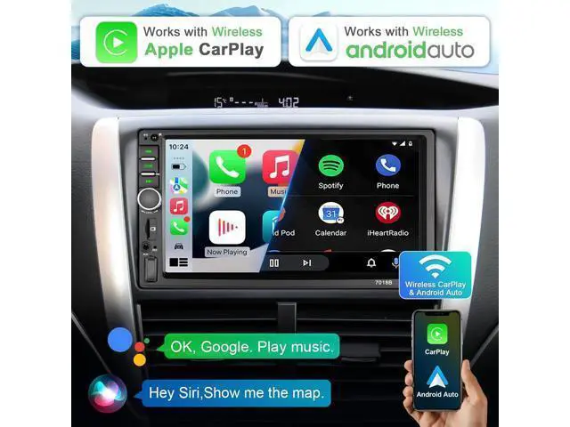 Alt view image 2 of 7 - Double Din Car Stereo Wireless Apple CarPlay Wireless Android Auto, 7 Inch Touchscreen Double Din Radio with Mirror Link,Bluetooth, Backup Camera, SWC/FM/USB/AUX