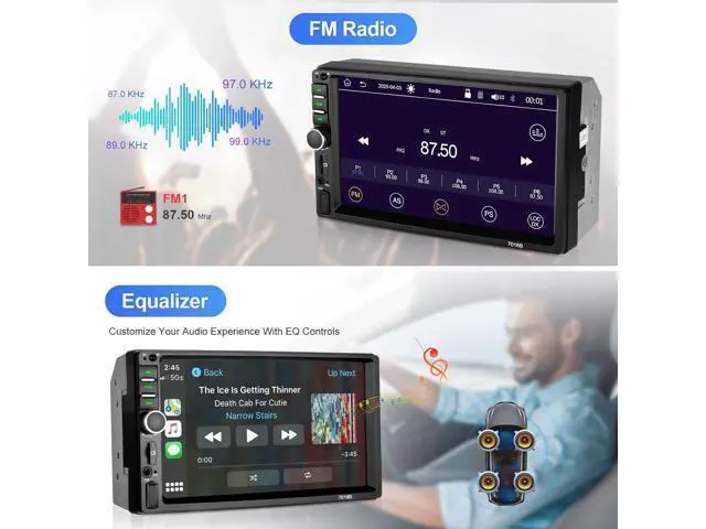 Alt view image 4 of 7 - Double Din Car Stereo Wireless Apple CarPlay Wireless Android Auto, 7 Inch Touchscreen Double Din Radio with Mirror Link,Bluetooth, Backup Camera, SWC/FM/USB/AUX