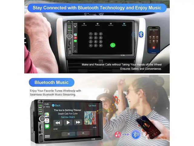 Alt view image 5 of 7 - Double Din Car Stereo Wireless Apple CarPlay Wireless Android Auto, 7 Inch Touchscreen Double Din Radio with Mirror Link,Bluetooth, Backup Camera, SWC/FM/USB/AUX