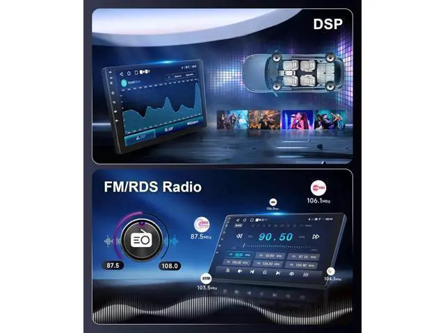 Alt view image 5 of 7 - Car Radio Stereo for Toyota RAV4 2007-2011 2+64G, 9" Touch Screen/Android 15/Wireless CarPlay/Android Auto/DSP EQ/GPS/WiFi/Bluetooth/FM/RDS/SWC/HD Backup Camera