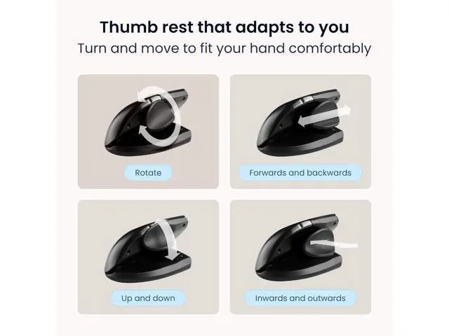 Alt view image 3 of 7 - Contour Unimouse Ergonomic Vertical Mouse Adjustable 35°-70° Tilt Angle, 6 Programmable Buttons for Productivity, Customizable Thumb Rest for Wrist Pain Relief | Plug & Play Mac/PC - Wireless - Left