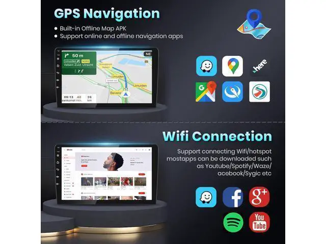 Alt view image 4 of 7 - Hi-Fi 16EQ Radio for Honda CRV 2002-2006 Car Stereo with Wireless Carplay Android Auto,PODOFO 9inch 1080P IPS Touch Screen Bluetooth GPS WiFi AUX-in FM/RDS AHD Backup Camera
