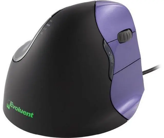 Main image of Evoluent Inventor of The Vertical Mouse VM4S Ergonomic Vertical Mouse Right Hand Small Wired USB, Sculpted for Comfort, Reduces Wrist Strain, 4 Speeds, 6 Customizable Buttons in Windows