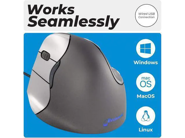 Alt view image 3 of 7 - Evoluent Inventor of The Vertical Mouse VM4L Ergonomic Vertical Mouse Left Hand Wired USB, Sculpted for Comfort, Reduces Wrist Strain, 4 Speeds, 6 Customizable Buttons in Windows
