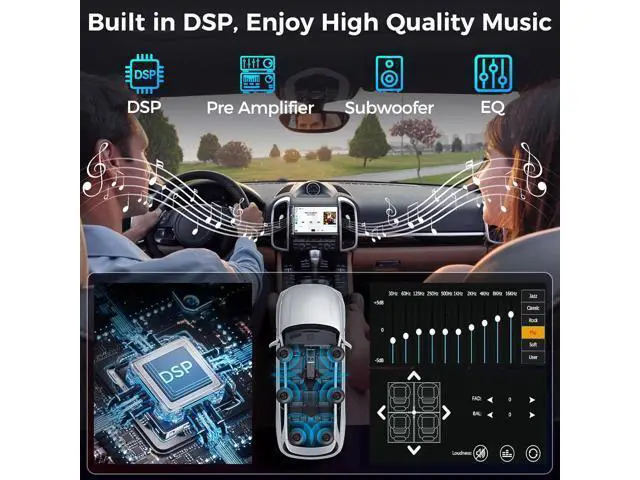 Alt view image 4 of 7 - Double Din Car Stereo with 7" Touchscreen, Wireless Apple Carplay & Android Auto, Bluetooth, Backup Camera, 240W, SWC, Subwoofer, FM/AM Car Audio Receiver