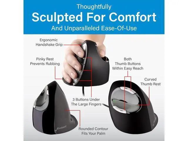 Alt view image 5 of 7 - Evoluent Inventor of The Vertical Mouse VMDM Ergonomic Vertical Mouse Right Hand Medium Wired USB, Sculpted for Comfort, Reduces Wrist Strain, 4 Speeds, 6 Customizable Buttons in Windows