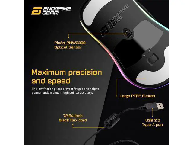Alt view image 5 of 6 - ENDGAME GEAR XM1 RGB Gaming Mouse, Programmable Mouse with 6 Buttons and 16,000 DPI, Dark Reflex