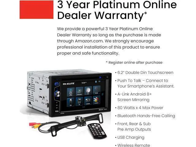 Alt view image 3 of 6 - BOSS Audio Systems Elite BV755BLC Car Stereo System - 6.2 Inch Double Din Touchscreen, Bluetooth Audio & Calling Head Unit, Radio Receiver, CD Player, USB, SD, Backup Camera, Hook Up To Amplifier
