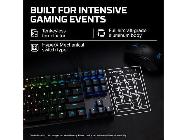 Alt view image 4 of 7 - HyperX Alloy Origins Core - Tenkeyless Mechanical Gaming Keyboard, Software Controlled Light & Macro Customization, Compact Form Factor, RGB LED Backlit, Linear HyperX Red Switch,Black