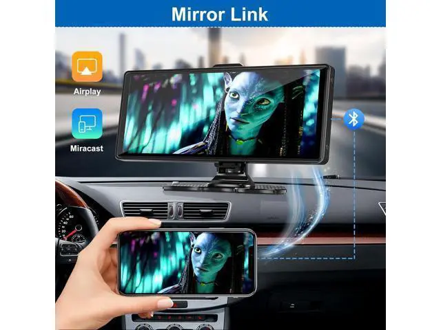 Alt view image 4 of 7 - Carplay Screen for Car,10.26" HD IPS Wireless Portable car Stereo for Apple Carplay&Android Auto,Car Audio Receivers with 4K Dash Cam/1080P Rear Camera,GPS Navigation,Mirror Link,FM,Voice Control