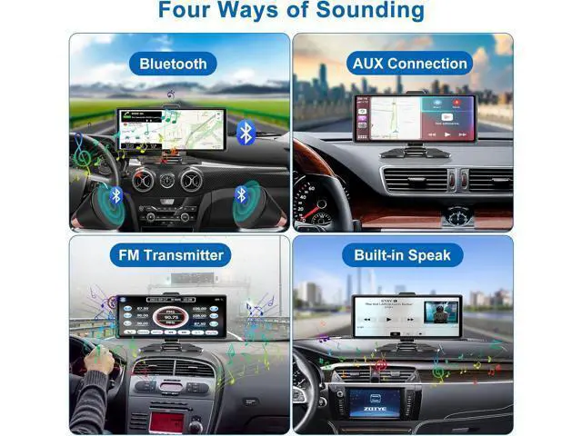 Alt view image 6 of 7 - Carplay Screen for Car,10.26" HD IPS Wireless Portable car Stereo for Apple Carplay&Android Auto,Car Audio Receivers with 4K Dash Cam/1080P Rear Camera,GPS Navigation,Mirror Link,FM,Voice Control
