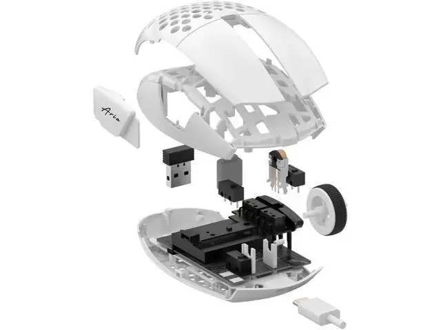 Alt view image 3 of 6 - FANTECH ARIA XD7 Wireless Gaming Mouse Pixart 3395 Gaming Sensor 26000 DPI, HUANO Switches, Super Lightweight 59 Grams and Ambidextrous Egg Shape, 3 Mode Connectivity, White