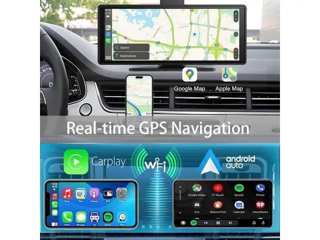Alt view image 3 of 7 - Wireless Carplay Screen for Car 10.26" 4K 360 Rotation Dash Cam Carplay&Android Auto Car Stereo 1080p Backup Camera GPS Navigation/Mirror Link/Voice Control/Siri/FM Satellite Radio Receiver