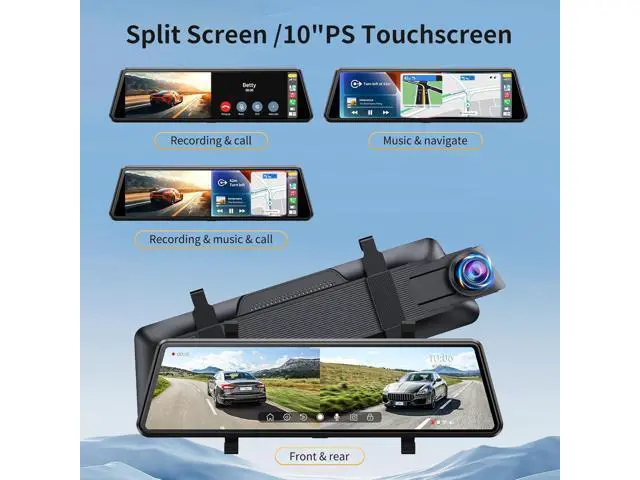 Alt view image 7 of 7 - JOMISE C810 CarPlay Mirror Dash Cam Front and Rear - 2.5K Rear View Mirror Camera, HDR Night Vision, FM/Wireless Audio, DIY 10-Min Install, Extreme Temp Resistant for Snowbelt & Vintage Cars