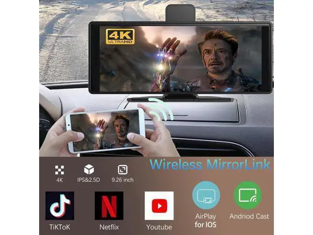 Alt view image 5 of 7 - Wireless Carplay Screen for Car 10.26" 4K 360 Rotation Dash Cam Carplay&Android Auto Car Stereo 1080p Backup Camera GPS Navigation/Mirror Link/Voice Control/Siri/FM Satellite Radio Receiver