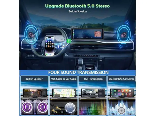 Alt view image 7 of 7 - Wireless Carplay Screen for Car 10.26" 4K 360 Rotation Dash Cam Carplay&Android Auto Car Stereo 1080p Backup Camera GPS Navigation/Mirror Link/Voice Control/Siri/FM Satellite Radio Receiver