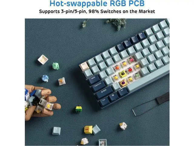 Alt view image 5 of 7 - RK ROYAL KLUDGE RK96 RGB Limited Ed, 90% 96 Keys Wireless Triple Mode BT5.0/2.4G/USB-C Hot Swappable Mechanical Keyboard w/Wrist Rest, Software Support & Massive Battery, RK Yellow Switch