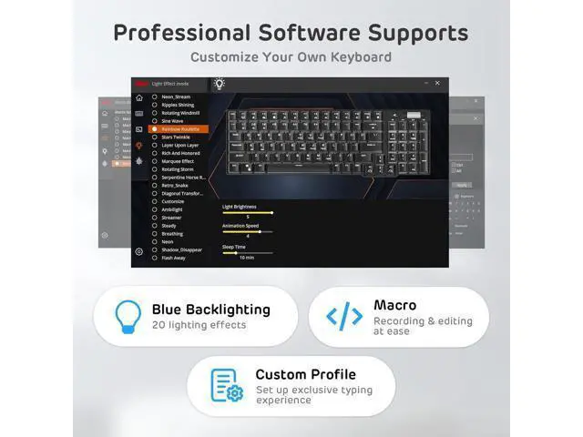 Alt view image 7 of 7 - RK ROYAL KLUDGE RK96 RGB Limited Ed, 90% 96 Keys Wireless Triple Mode BT5.0/2.4G/USB-C Hot Swappable Mechanical Keyboard w/Wrist Rest, Software Support & Massive Battery, RK Yellow Switch