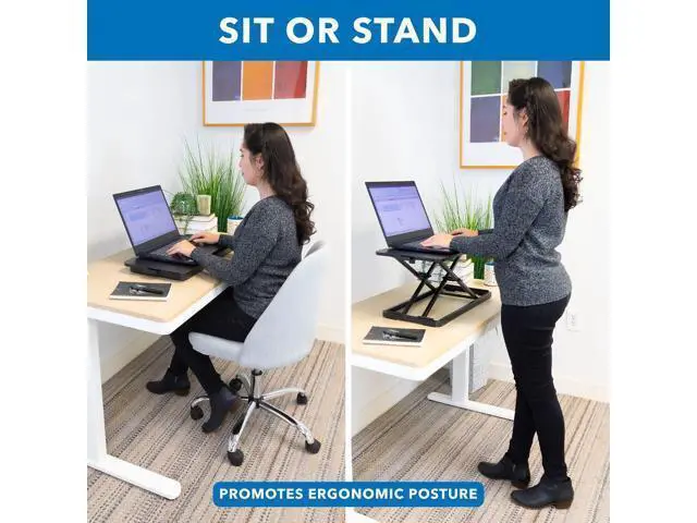 Alt view image 3 of 7 - Mount-It! Standing Keyboard Tray, Height Adjustable Keyboard and Mouse Riser for Desk, Sit Stand Keyboard Platform, Large 23.6" x 11.8 Surface for Keyboard, Mouse or Laptop