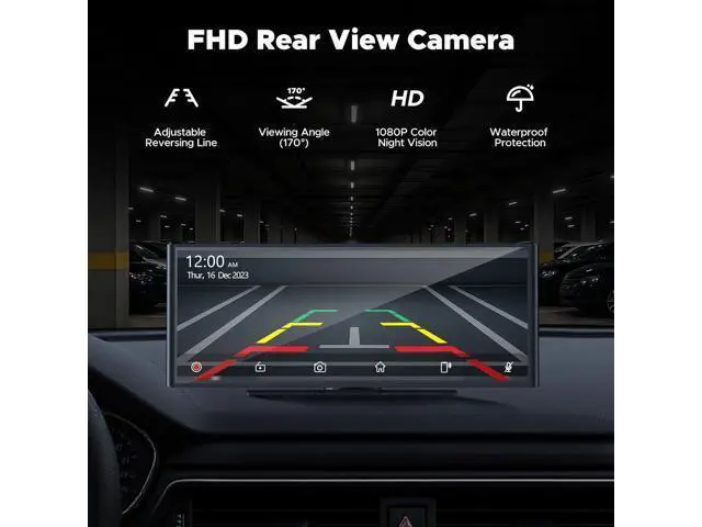 Alt view image 6 of 7 - Volam 9.26'' Carplay Screen for Car with 4K Dash Cam, Compatible with Apple Carplay & Android Auto, Carplay with 1080p Backup Camera, Mirror Link, Loop Recording, GPS Navigation