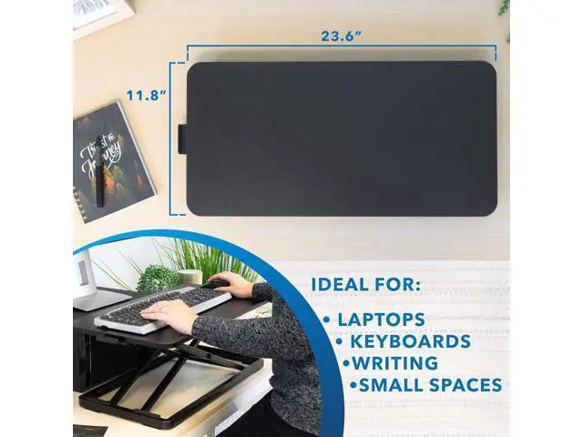 Alt view image 6 of 7 - Mount-It! Standing Keyboard Tray, Height Adjustable Keyboard and Mouse Riser for Desk, Sit Stand Keyboard Platform, Large 23.6" x 11.8 Surface for Keyboard, Mouse or Laptop